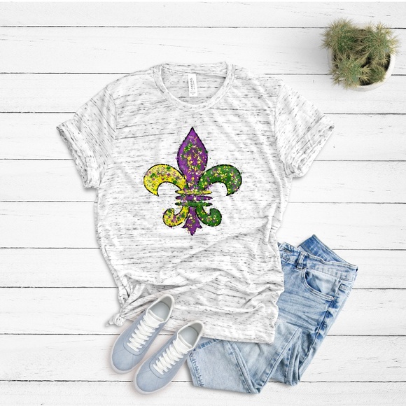 Emi Sue's Clothing Co, Tops - Mardi Gras Fleur de Lis Bella Canvas T-shirt New
